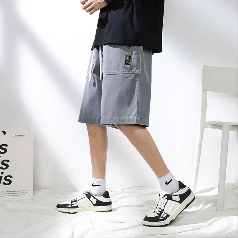 Men's Shorts Summer New Cargo Pants High Street Wash Pure Cotton Retro Harajuku Wide Leg Pants Joggers Men Basketball Shorts