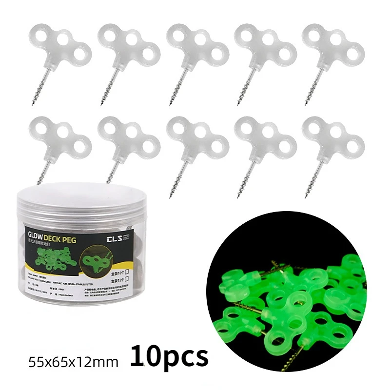 

10pcs Screw Spike Hook Rope Buckle Hiking Camping Ground Pin Tent Nail Luminous Pegs Travel Outdoor Equipment Accessories