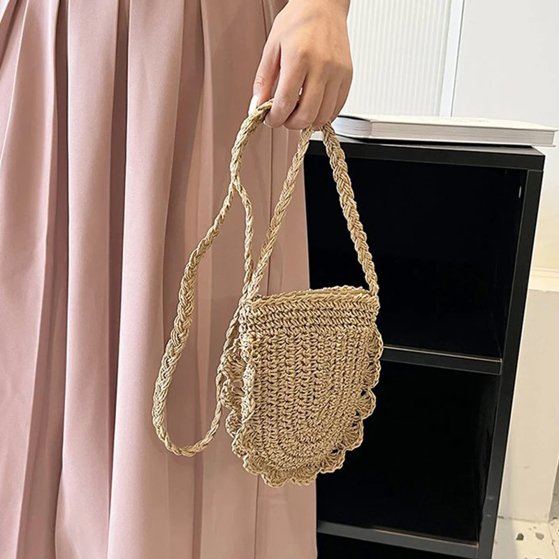 Handmade Summer Straw Handbag Raffia Rattan Woven Crossbody Shoulder Bag for Women Vacation Beach Clutch 2024 Style