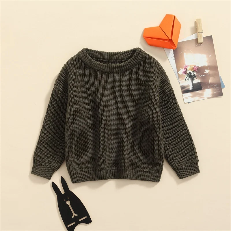 Newborn Baby Sweater Girls Boys Autumn Winter Clothing Solid Color Long Sleeve Pullover Knit Tops Infant Knitwear baby girls sweater
