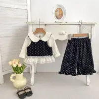 6620 Baby Clothing Set Autumn 2025 New Korean Baby Girl's Suit Lace Vest +Pant Two Piece Suit or Bottoming Shirt