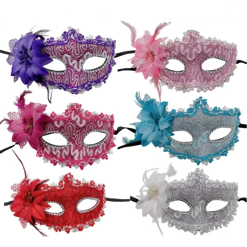 Robelli Lace Masquerade Halloween Carnival Party Eye Mask (Red Venetian) - Online Marketplace