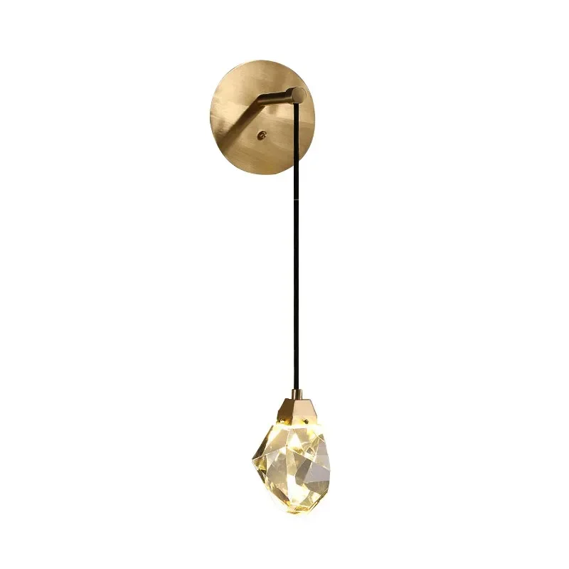 

Modern minimalist crystal wall lamp living room bedroom bedsize diamond design crystal copper wall light sconces