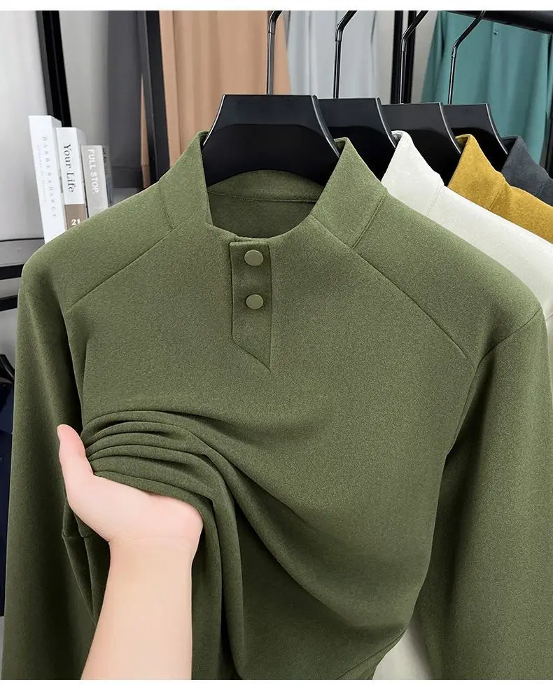 Herbst und Winter Neue männer Sweatshirt Taste Stehkragen Casual Langarm T-shirt Vielseitig Warme Pullover Top – Detail 15