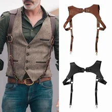 Men's Suspenders Vintage Leather Straps Braces Suspender Men Harness Punk Chest Shoulder Belt Strap Fashion Apparel Accessories