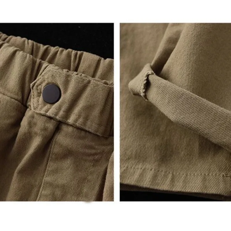 Women's 2024 Spring and Autumn New Retro Panel Elasticized Button Pocket Fashion Solid Color Casual Thin Versatile Harlan Pants
