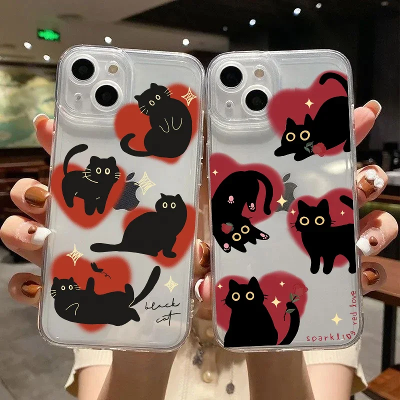Love Heart Black Cat Phone Case
