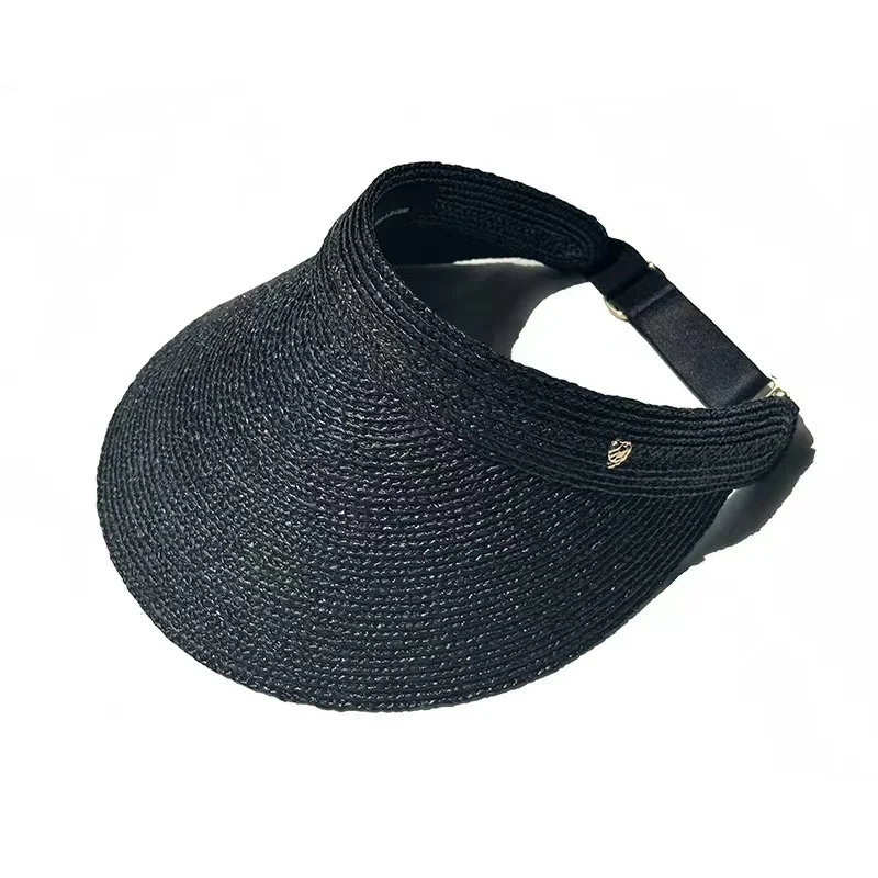 25 Lady Summer Empty Top Sun Visor Hat Summer Straw Wide Brim Sun Cap Uv Protection Hat Raffia 2