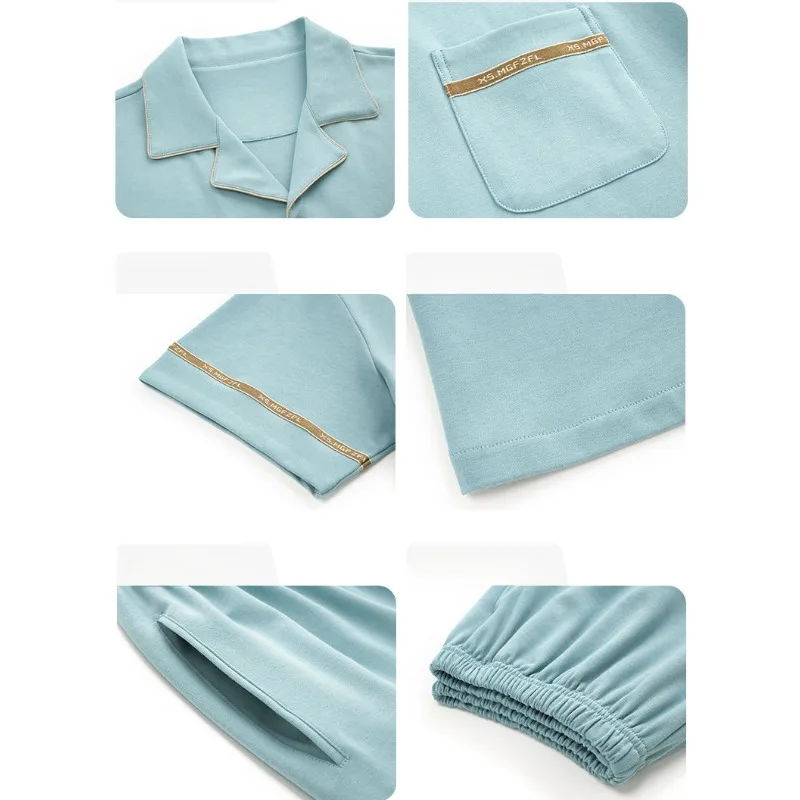 Cotton Men's Pajamas Summer Short Sleeve Shorts Thin Large Size Loose High-end Loungewear Set Cool Latest Trend Casual Sleepwear