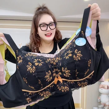 XL-6XL Plus Size Wireless Bra-Soft Support Seamless Push Up Underwear, Breathable Thin Cup Gather Lift Bras for Middle-aged Mom 1