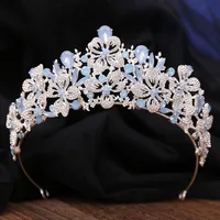 New Exquisite Butterfly Floral AB Color Crystal Crown Rhinestone Princess Pageant Diadem Wedding Hair Accessories Tiaras Jewelry - Image 4