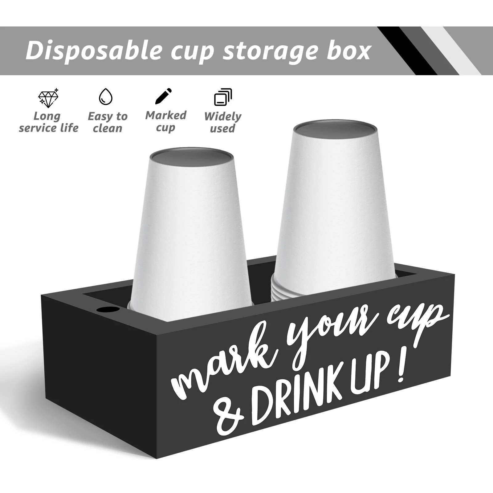 Disposable Cup Holder Wood Cup Storage Rack with Marker Holes Large Capacity Multi Functional Bar Storage Rack for Kitchens