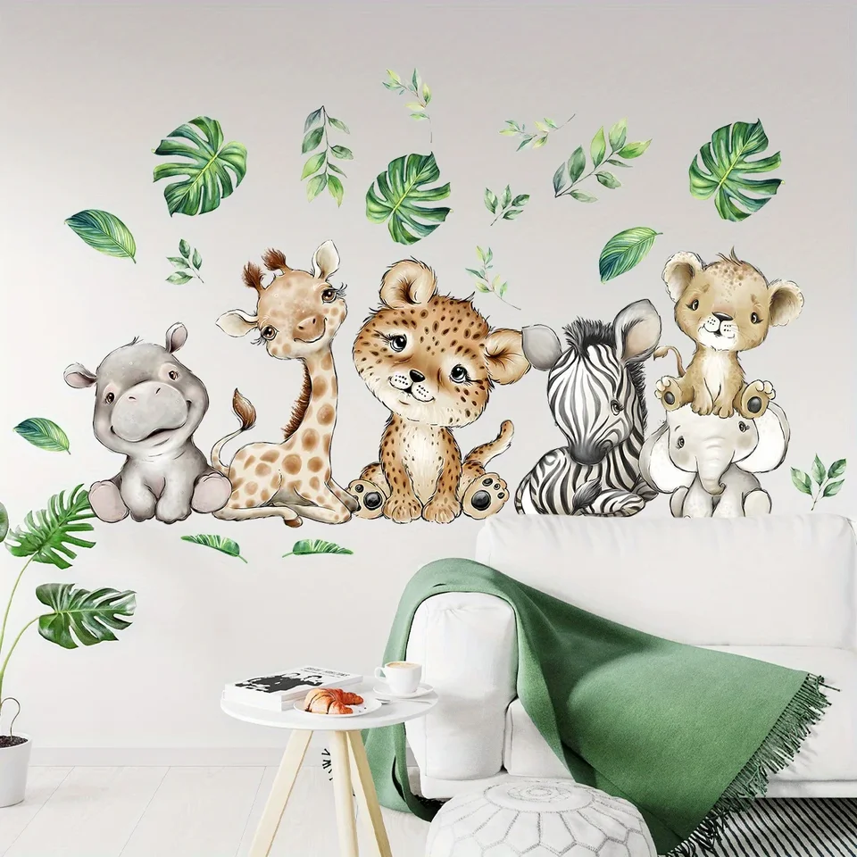 Jungle Animal Wall Decals Stickers - Cute Elephant, Lion, Monkey, Panda For Nursery, Kids Room Decor (Forest Theme) - View #2