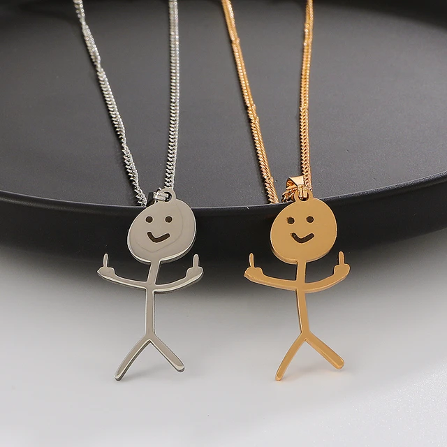 Silver Color Stainless Steel Middle Finger Villain Chain Necklace Men Women  Hip Hop Long Neck Choker Necklace Jewelry Gift - Necklace - AliExpress