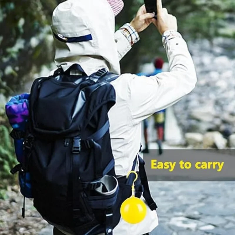 Portable Raincoats Balls Colorful Raincoat Ball with Hook Disposable Waterproof Rain Ponchos Travel Camping Emergency Rain Coats raincoat poncho
