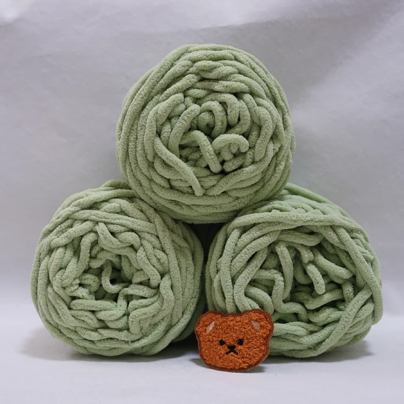 3 Stück 300g Chenille-Strickgarn, Weiches Eisstreifen-Baumwollgarn, DIY-Wollgarn für Handgestrickte Decken, Schals, Dickes Garn – Detail 1