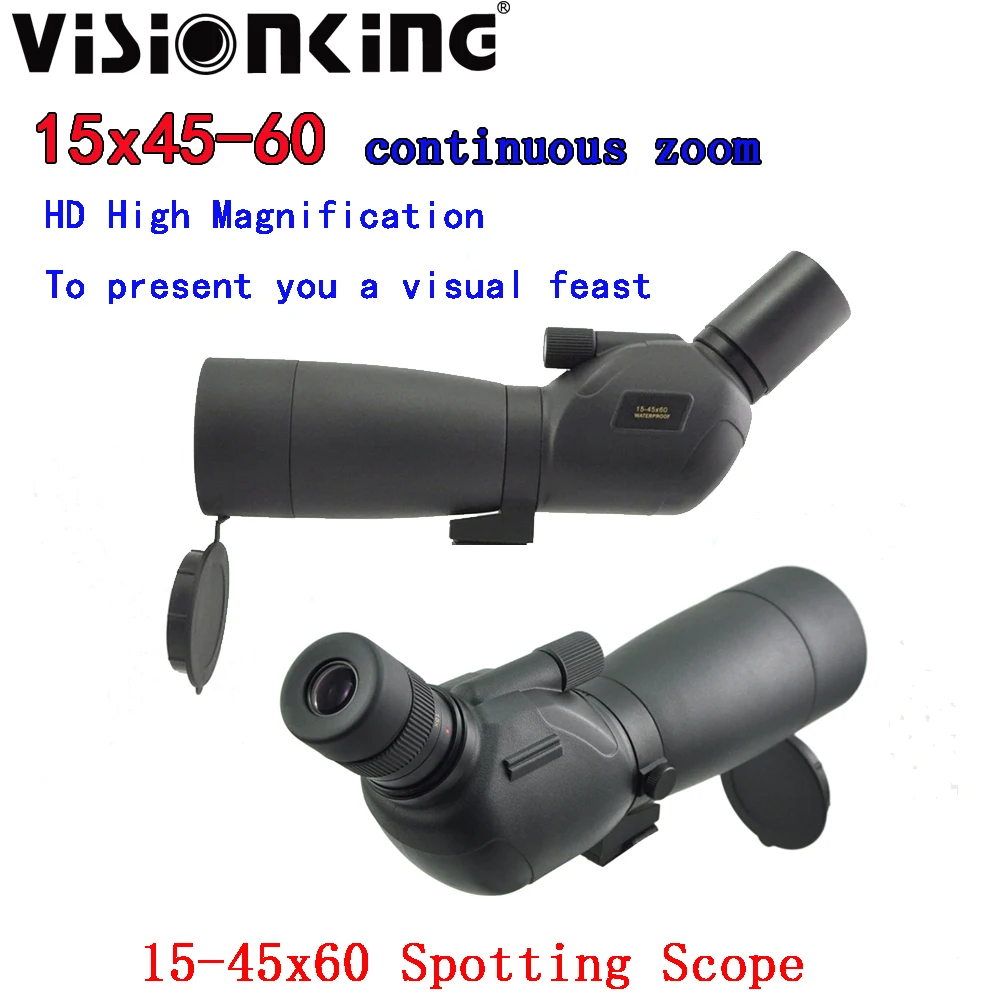 Visionking 15-45x60 Zoom Spotting Scope HD BAK4 FMC Waterproof Nitrogen Monocular Outdoor Hunting Birdwatching Optics Telescope