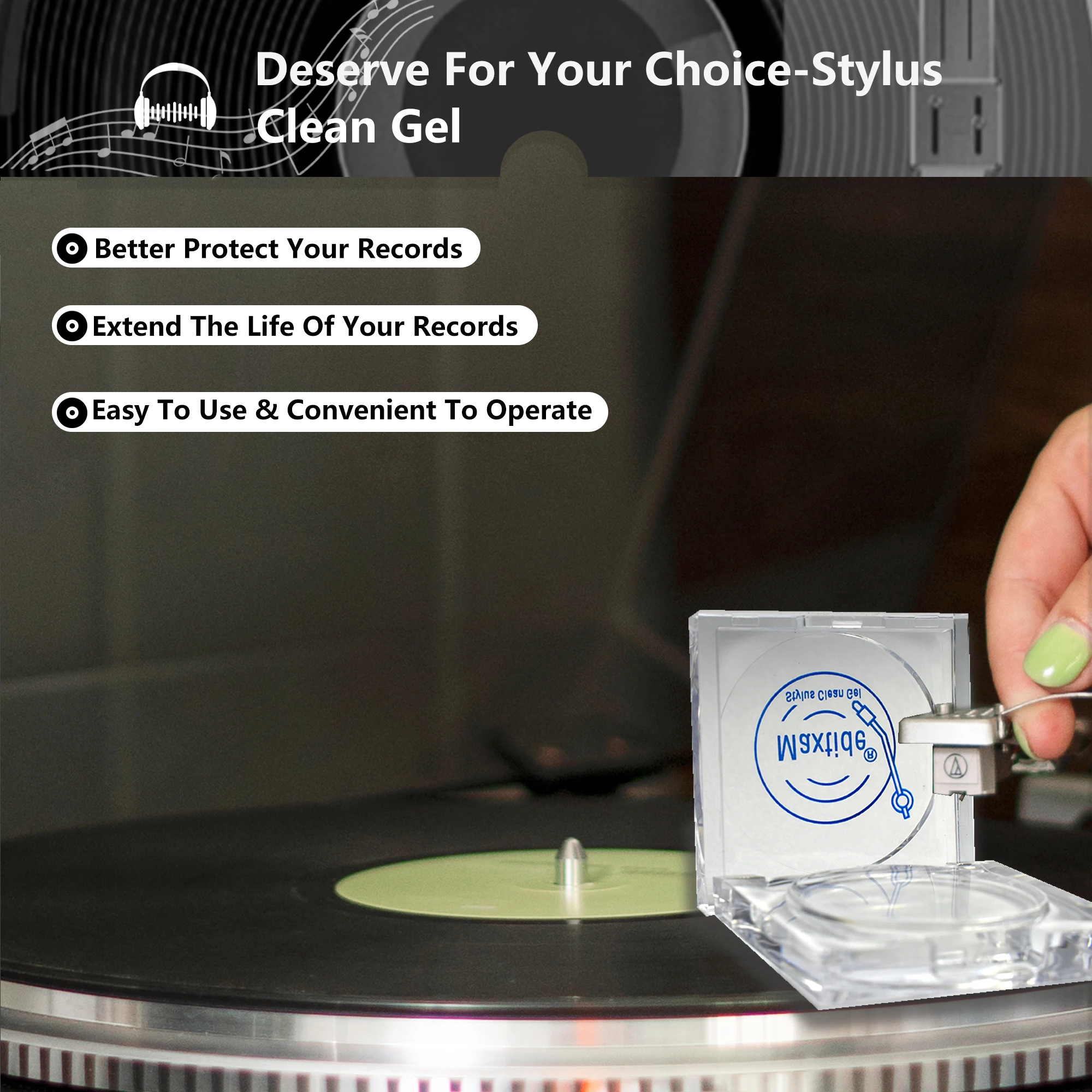LP Record Cleaner Self-adhesive Turntable Stylus Cleaning Gel Vinyl Record Needle Cleaner,phonograph needle supplies