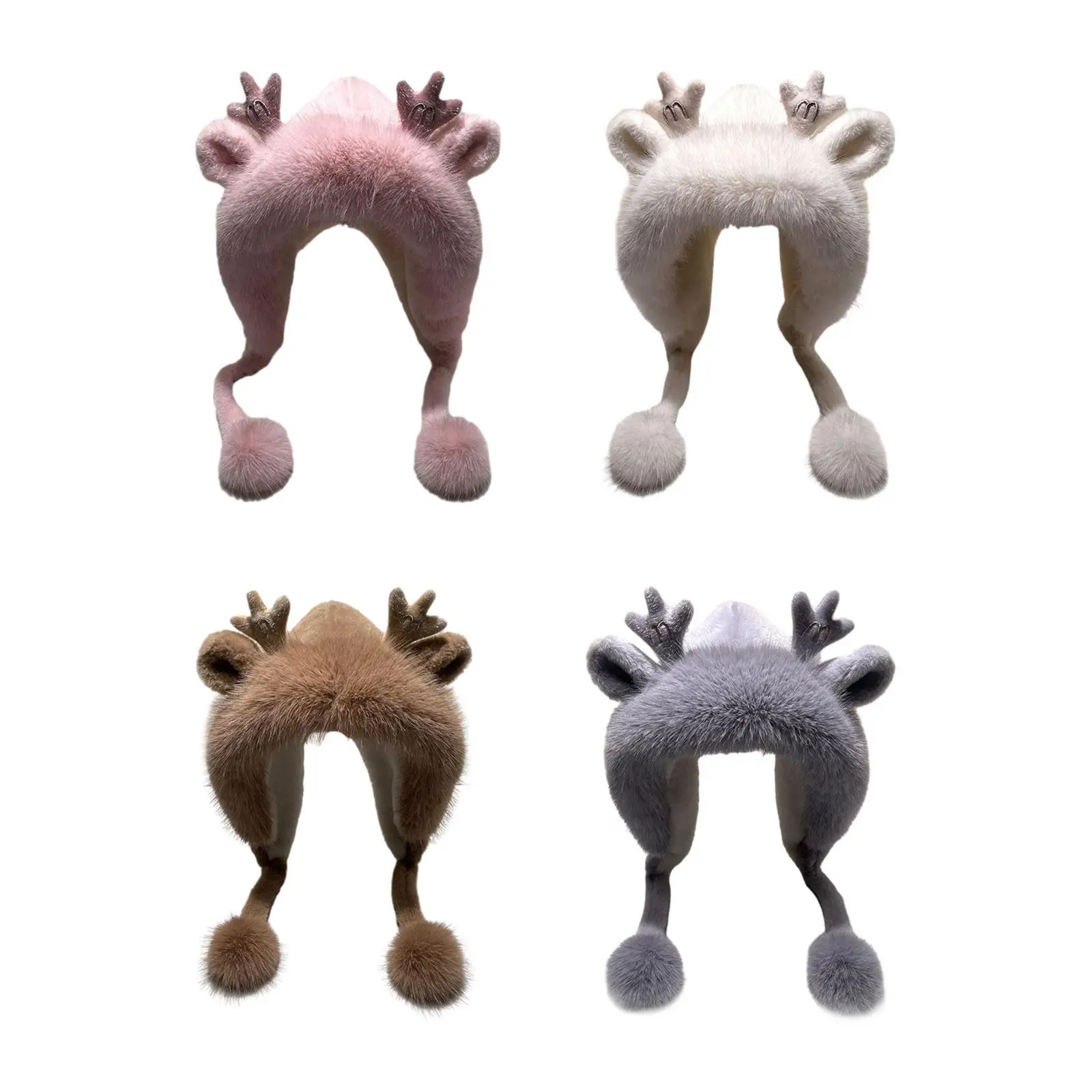 

Women Antler Ears Hat Winter Warm Hat Stylish Plush Hat Ear Protection Hat for Holidays Hiking Biking Skating Outdoor