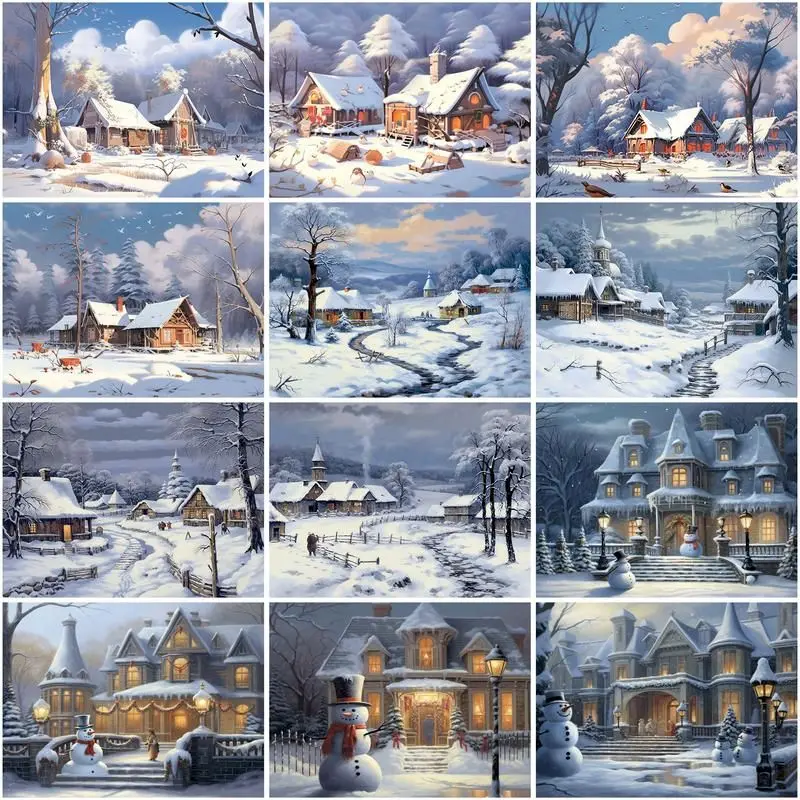 

GATYZTORY Oil Pictures To Paint With Snow Landscape Numbers Drawing To Paint By Numbers Canvas Painting Paintings On The Wall