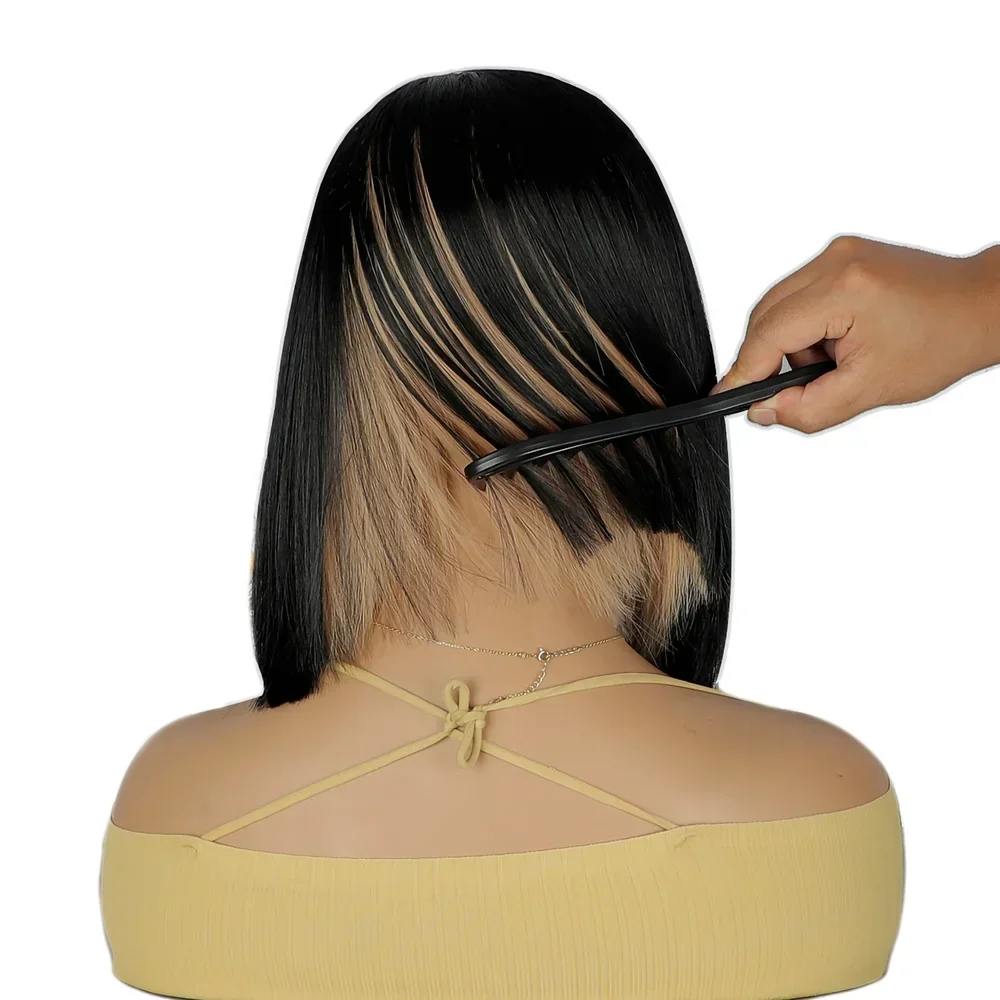 Red Peekaboo Wig Straight Synthetic Short Wig Cosplay Bob Wigs Black with Red Highlight BOB Wigs