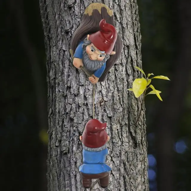 Egyedi Kerti Szobor Rajzfilm Törpe Hegymászó Fa Függő Díszek Szép Dísz Gnóm Dekoráció - Image 4