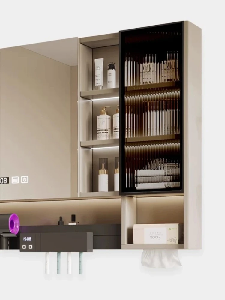 Nordic Smart Mirror Cabinet Wall-mounted Mirror Storage Cabinet with Light Anti-fog Large Space Shelving Furniture Specchio FYBC