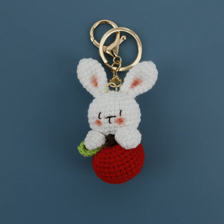 Knitting Strawberry Rabbit Keychains Unique Crochet Lemon Rabbit Keyrings  For Car Keys Accessories Cute Fruit Keyrings Wholesale - AliExpress