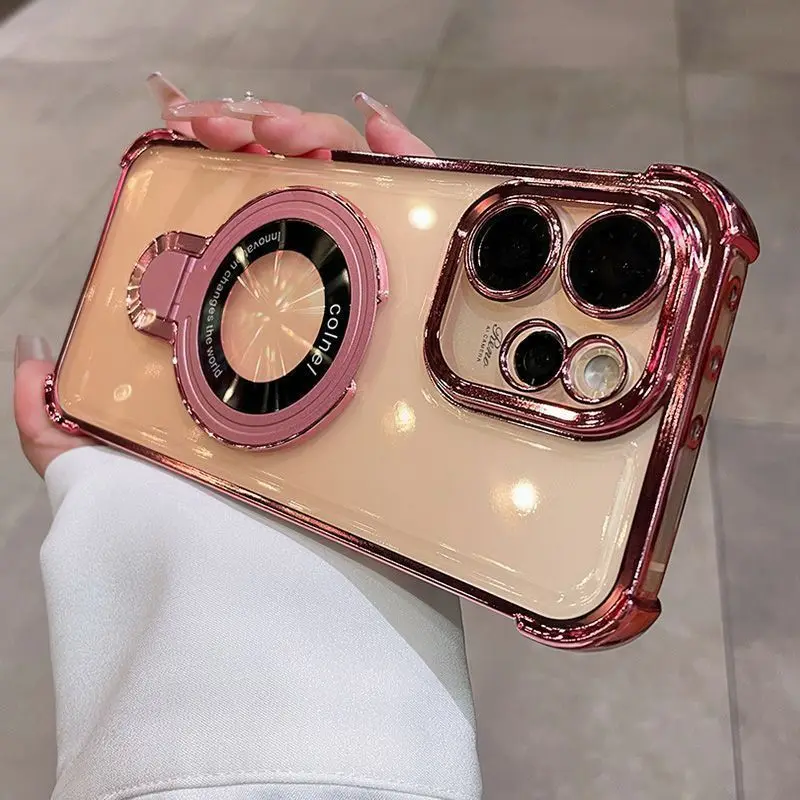Electroplated Transparent Magnetic TPU Phone Case with Lens Film Protection