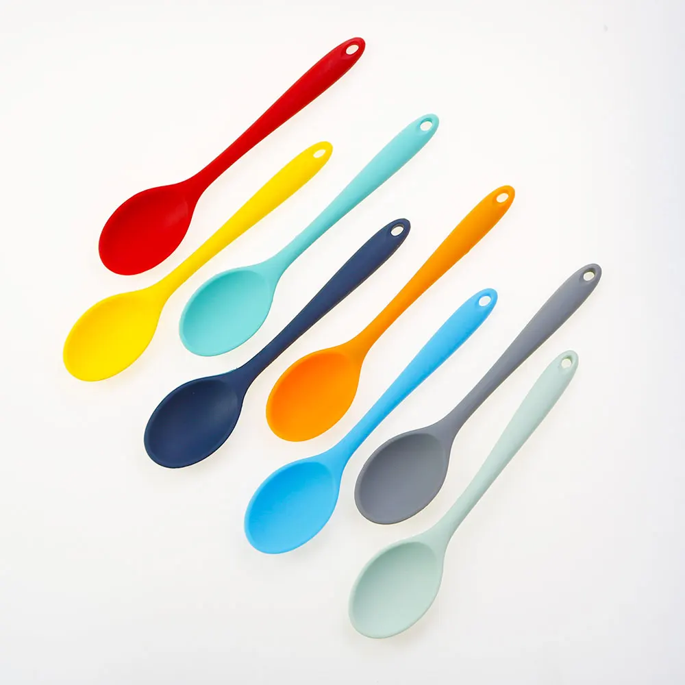 Silicone Spoon Long Handle Kids Mixing Soup Non-stick Stirring Serving Scoop Cooking Utensils Ladle Kitchen Accessories