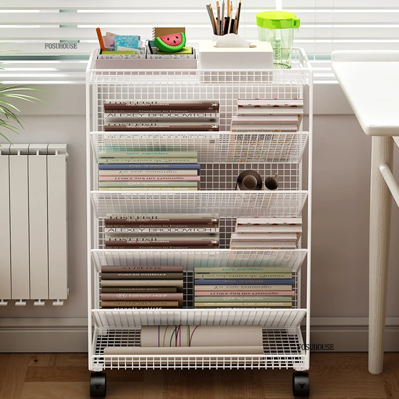Simple Children's Movable Wheeled Book Storage Bookshelves Children's Bookcases Floor Shelves Desk Side Children's Furniture