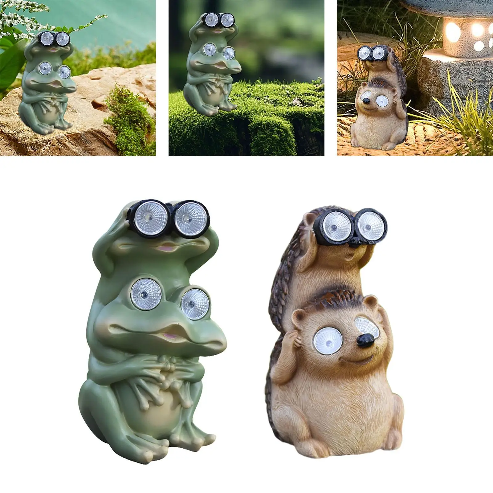 Resin Animal Figurine Housewarming Gift LED Light up Lawn Ornament Solar Garden Statue for Backyard Farmhouse Birthday Courtyard