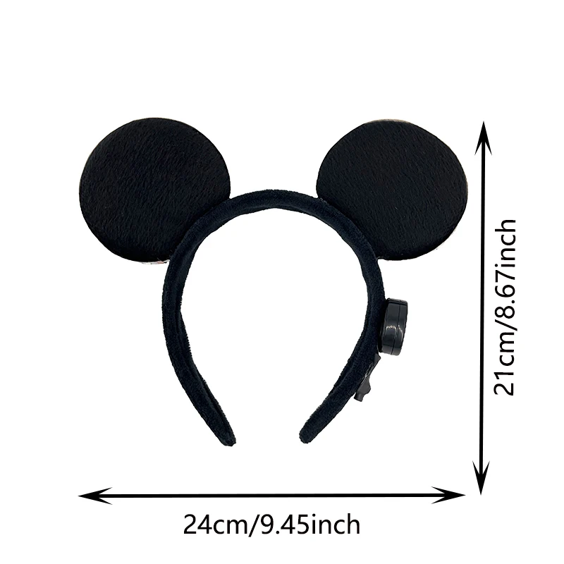 Hair accessories hair headband cartoon LED mouse ears headband for boys and girls birthday party black headwear costume cosplay decoration flashing hairband