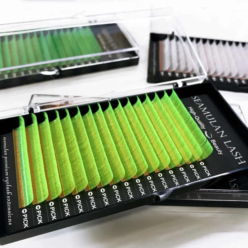 

Lash Extenions Colored Lashes Pink Green Bright Colorful Classic Individual Eyelash Extension Makeup Tools