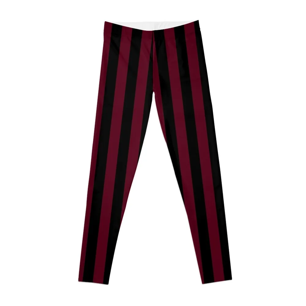 

Dark Scarlet Red and Black Vertical Stripes Leggings harem pants Women's pants Womens Leggings