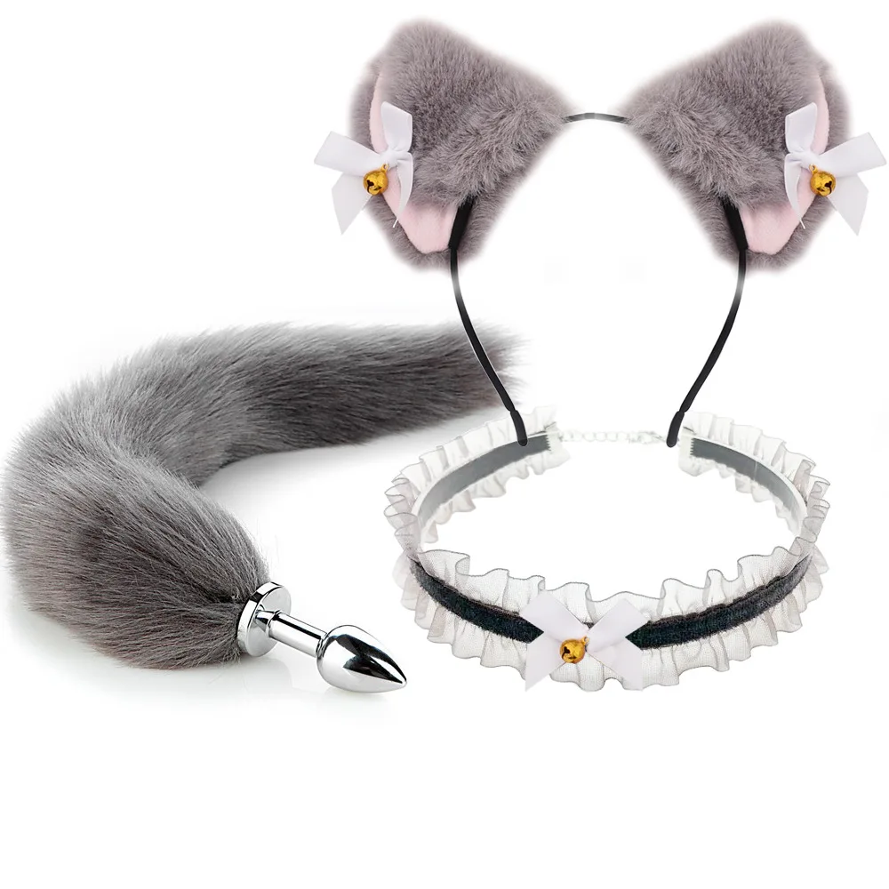 Fox Tail Anal Plug Sexy Plush Cat Ears Headbands Set Butt Plug Tail Erotic Cosplay Sex Toys for Women Anal Masturbating — view 6