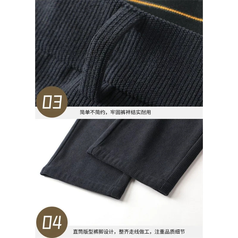 Pantaloni da lavoro dritti larghi autunnali da uomo in velluto a coste Pantaloni casual a vita media per papà 6