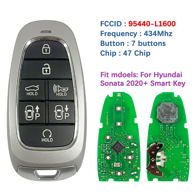 

CN020242 Aftermarket Key For Hyundai Sonata 2020-2022 7 Button Remote PN 95440-L1600 FCC TQ8-FO8-4F28 47 Chip 433Mhz