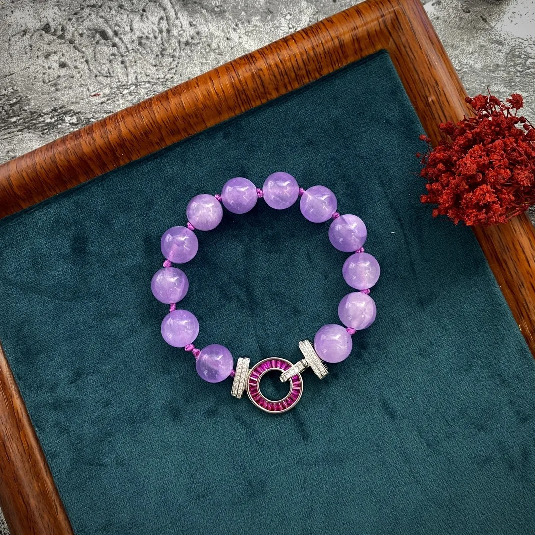 New Chinese nine purple fire natural lavender amethyst 12MM bead necklace