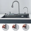 Waterfall Kitchen Sink 304 Stainless Steel With Digital Display Faucet Purified Water Mixer Crane And Wash Cup Tap Kitchen Parts 4