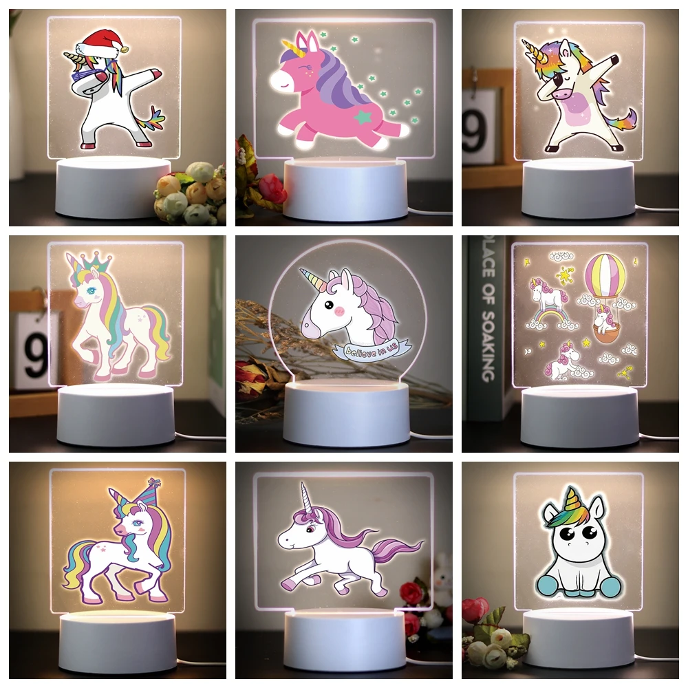 DIY 유니콘 테이블 램프, 창의적인 테이블 침대 옆 램프, 홈 룸 장식, 3D LED 야간 조명