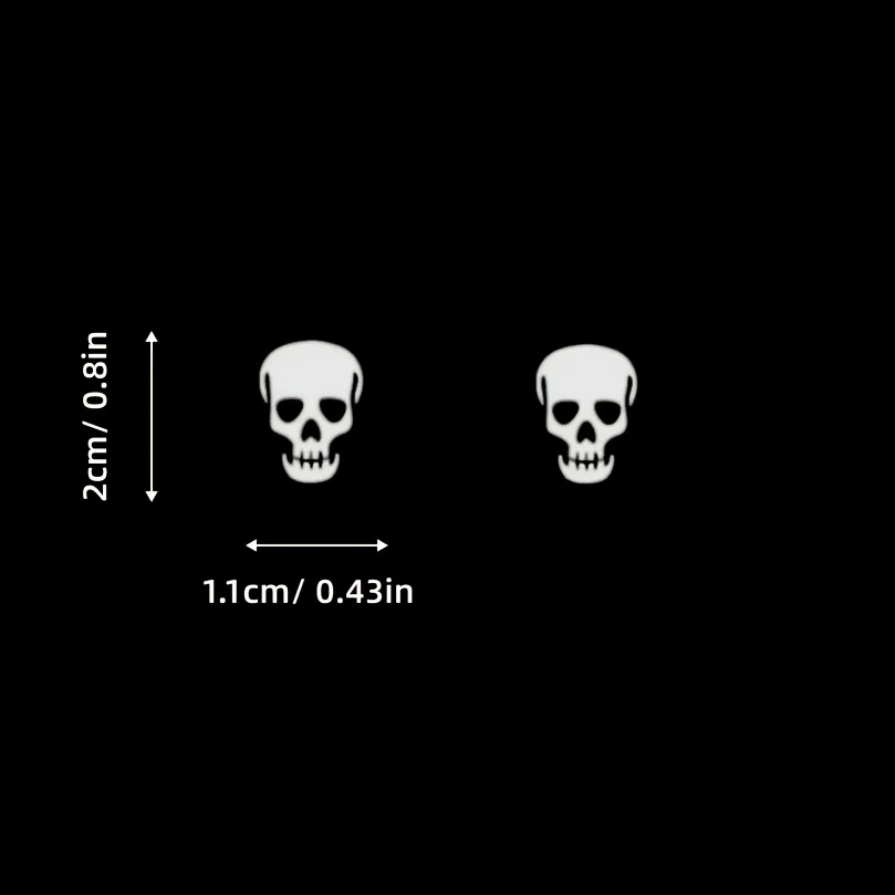 4개/세트 흰색 해골 비닐 스티커 - 자동차 내부용 방수 자동차 버튼 장식