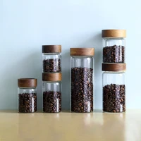 Coffee Beans Storage Container Glass Tube With Wood Tool Bottled Tubes Grain Storage Wooden Sealed Canisters Barista Tool Gift 1