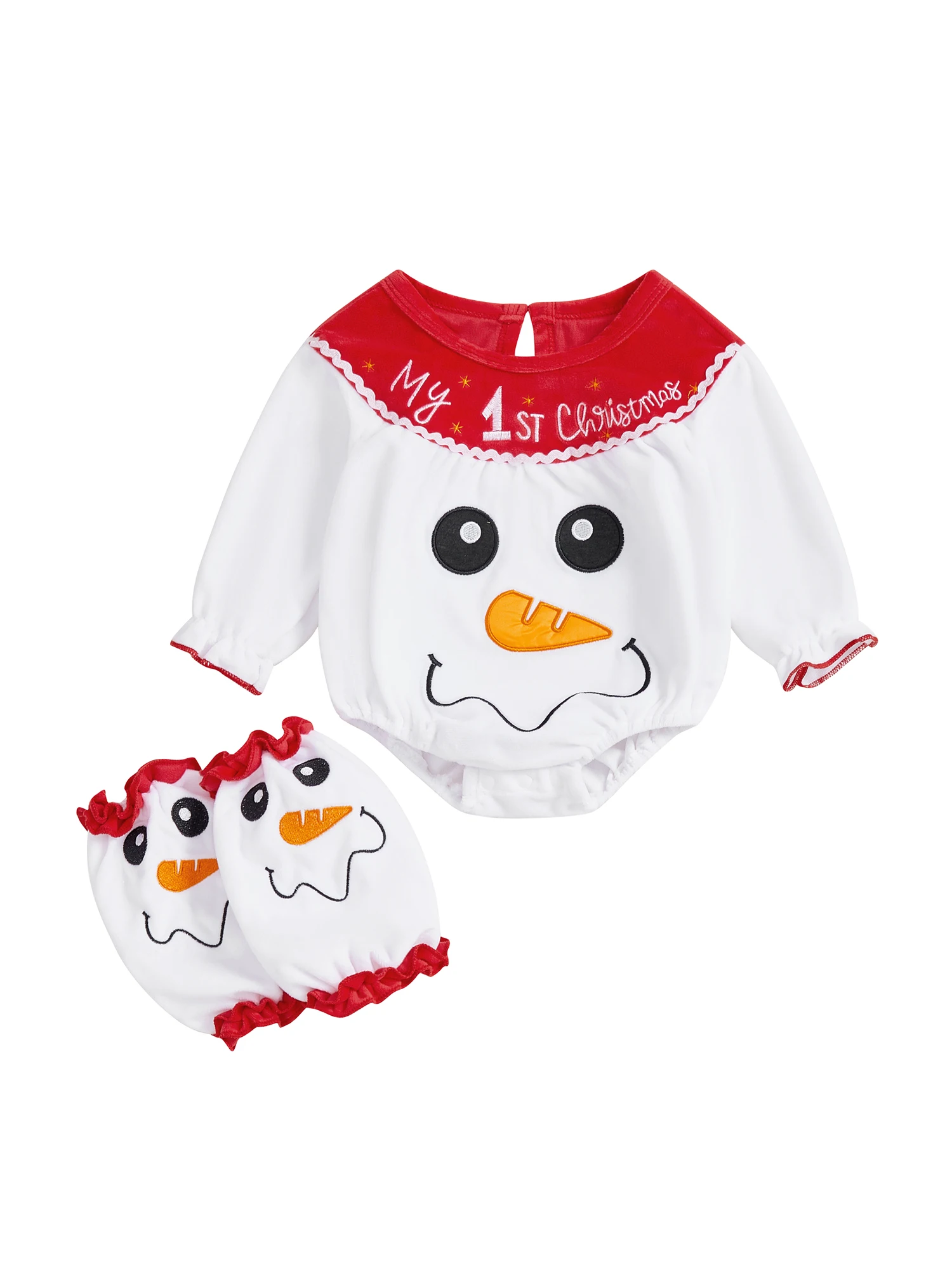 Infant Holiday Ensemble Cozy Knit Sweater and Pants Set with Festive Embroidery and Matching Booties 3 Pcs Outfit
