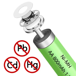 Solar Rechargeable Ni-MH AA Batteries 800 mAh Battery, Double A Rechargeable Batteries