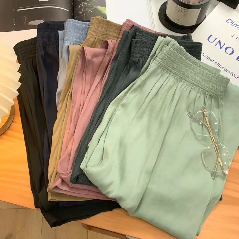 

Summer Thin Pants Loose Casual Pants Women's 9-point Pants Solid Color