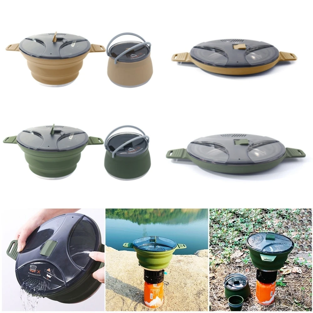 FoldablePortableCollapsibleCookerPotSavingSpaceCampingTeapot