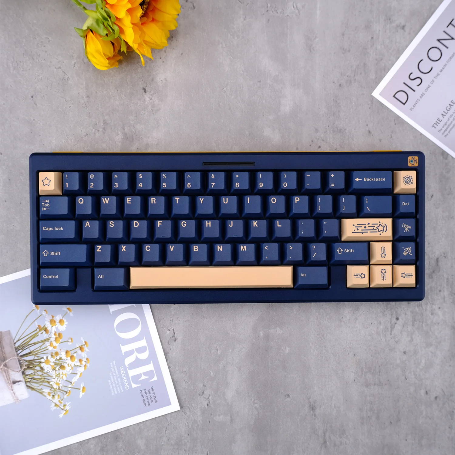 Chaves Conjunto Gmk Stargaze Keycaps Pbt Tintura Sublimação Chave Tampões Cherry Perfil Keycap com 7u Spacebar 1.75u 2u Shift 133 - Imagem 3