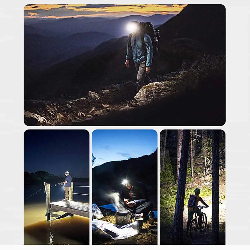 Powerful LED Headlamp Motion Sensor Headlight 1200mAh Rechargeable COB Head Flashlight High Power for Fishing