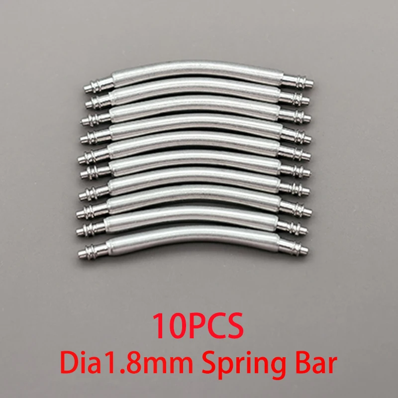 Premium 316L Stainless Steel Curved Watch Strap Spring Bars, 10PCS, 1.5mm & 1.8mm Diameter, Fits 16mm-24mm Widths